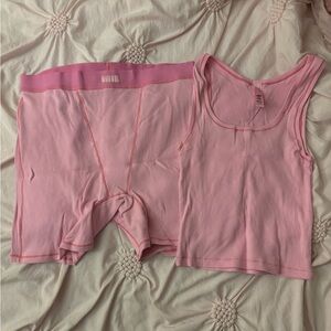 SKIMS Pink Pajama Set Soft Stretchy Sleepwear